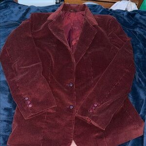 Oscar de la Renta Burgundy Corduroy Blazer